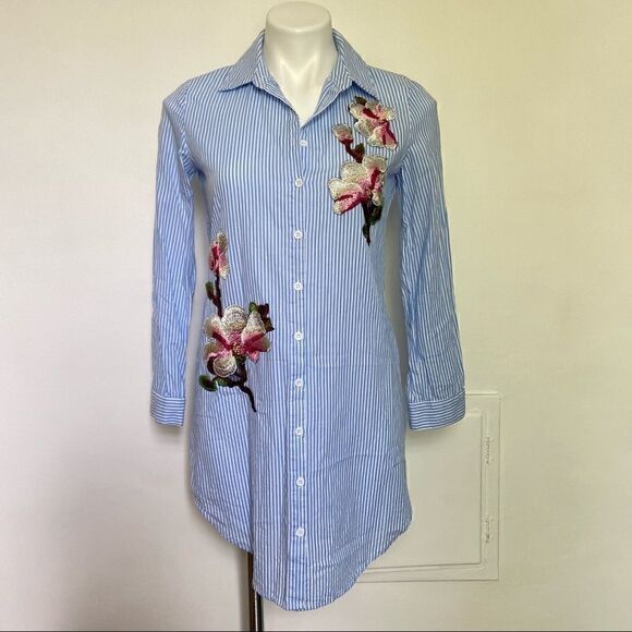 Shein Embroidered Button Down Shirt Dress - Picture 8 of 8